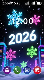 Неон - снежинки, город, цифра 2026