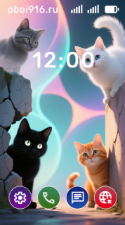 Котята - черый, чёрный, рыжий и белый