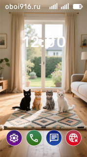 Четыре котёнка на паласе