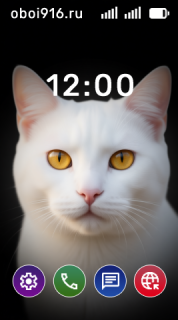 Белая кошка на чёрном фоне